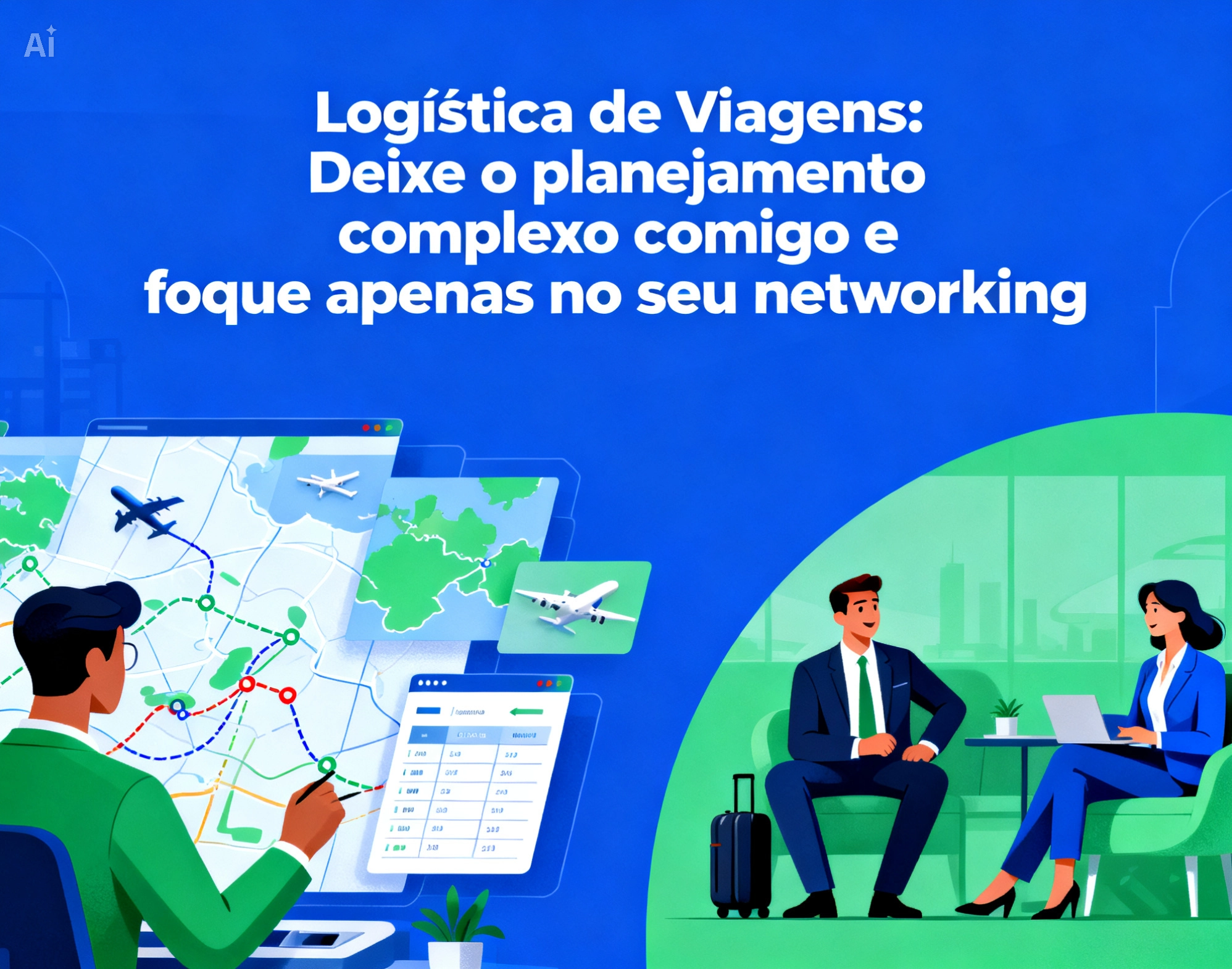 Logística de Viagens: Deixe o planejamento complexo comigo e foque apenas no seu networking.