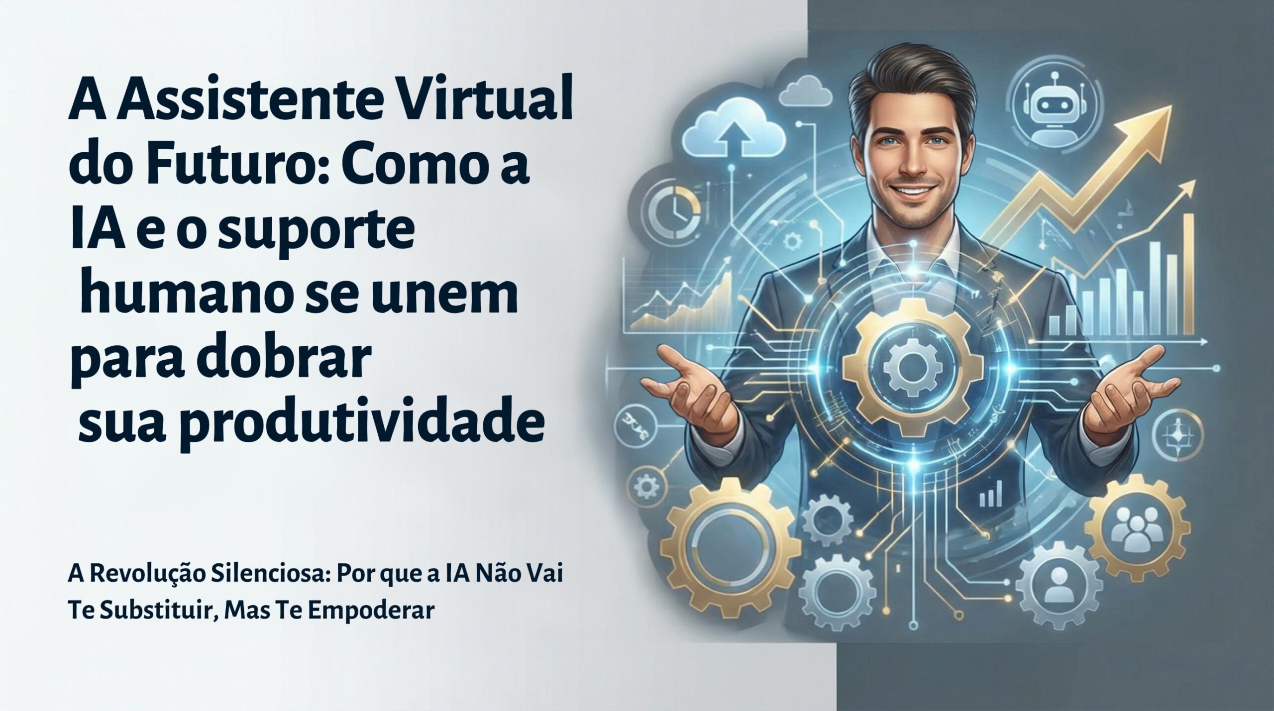 A Assistente Virtual do Futuro: Como a IA e o suporte humano se unem para dobrar sua produtividade.